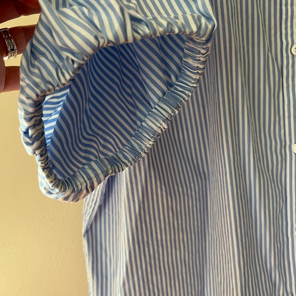 J. Crew Blue & White striped blouse. L. XL. Button Down Shirt. Size 14. - Picture 14 of 14